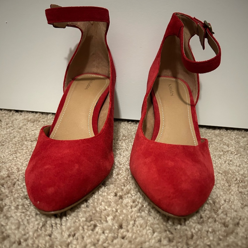 Soludos French Inspired Red Suede Heels